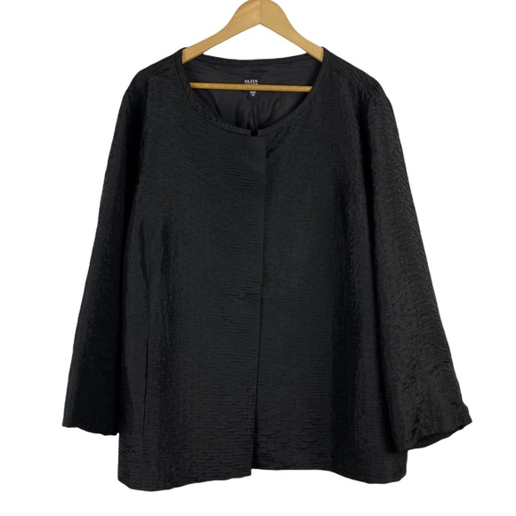 Eileen Fisher Jackets & Blazers - Eileen Fisher Silk Black Pressed Crinkle Jacket 3X